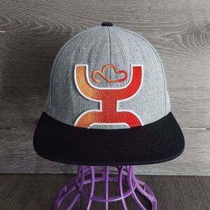 Hooey Gray and Black Snapback Hat with Orange Logo Flat Bill